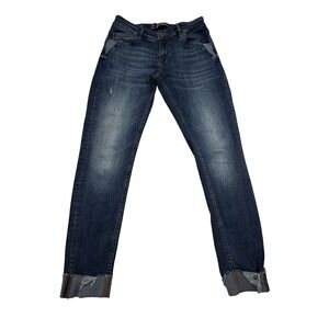 ZHRILL Jeans Women 27X28 Skinny Raw Hem Distressed Dark Wash